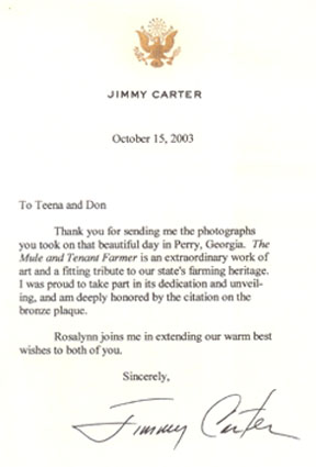 mule letter from President Carter